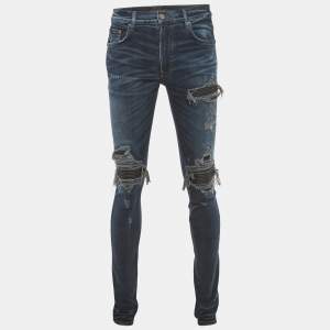 Pre Owned Amiri Blue Denim Distressed Jeans M/Waist 30"