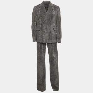 مملوكة مسبقًا Amiri Black Metallic Corduroy Double Breasted Blazer and Pant Suit L