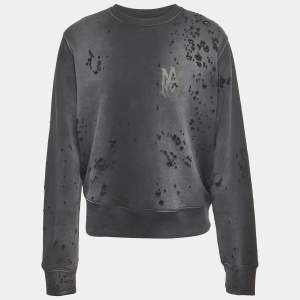 مملوكة مسبقًا Amiri Grey Cotton Knit Distressed Pullover S