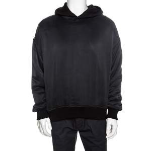 Amiri Black Silk & Cotton Knit Reversible Oversized Hooded Sweatshirt M