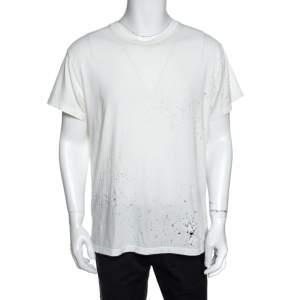 Amiri Off White Distressed Cotton Shotgun T-Shirt M