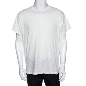 Amiri Off White Cotton Distressed Shotgun Crew Neck T-Shirt M