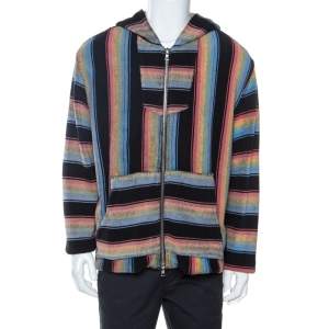Amiri Multicolor Striped Cotton Zip Front Baja Hoodie M