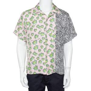 Amiri Multicolor Printed Silk Paneled Bowling Shirt M