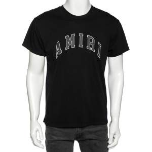 Amiri Black Logo Printed Cotton Short Sleeve T-Shirt XS