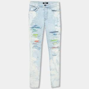 Amiri Indigo Bleached Crystal Gradient Distressed Jeans XS
