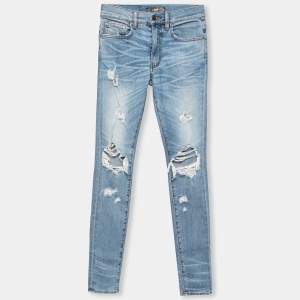 Amiri Blue Denim Distressed Skinny Jeans S