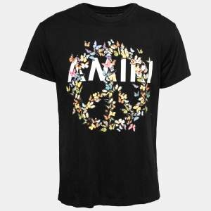 Amiri Black Peace Butterfly Printed Cotton Crew Neck T-Shirt XS