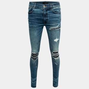 Amiri Blue Distressed Ripped-Detail Denim Jeans M Waist 32"