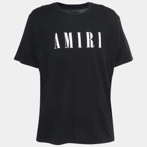 Amiri Black Cotton Logo Patch Crew Neck Half Sleeve T-Shirt XL