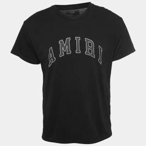 Amiri Black Logo Printed Cotton Crew Neck Short Sleeve T-Shirt XS