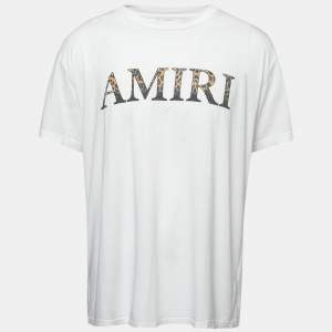 Amiri White Logo Print Cotton Half Sleeve T-Shirt XL