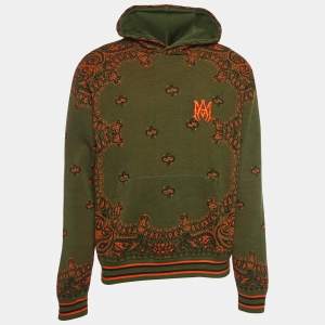 Amiri Green Bandana Print Knit Hoodie L