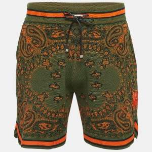 Amiri Green Bandana Print Knit Drawstring Shorts L