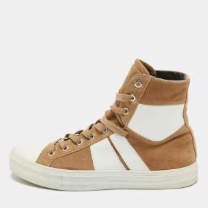 Amiri Brown Leather and Suede Bandana Sunset High Top Sneakers Size 41