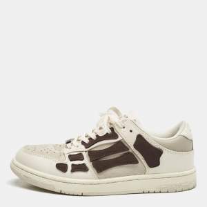 Amiri Beige/Brown Leather and Suede Skel Low Top Sneakers Size 40