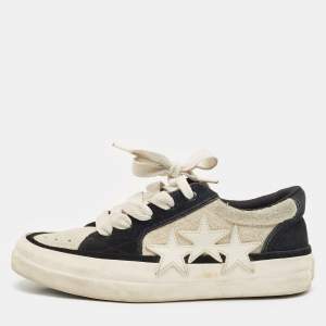 Amiri Black/Off White Suede Sunset Skate Low Top Sneakers Size 42