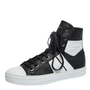 Amiri Black/White Leather Sunset Lace High Top Sneakers Size 42