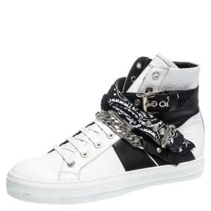 Amiri White/Black Leather Bandana Sunset Lace High Top Sneakers Size 42