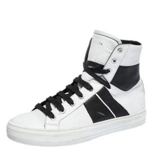 حذاء رياضي اميري مرتفع من أعلى أربطة صنست جلد  أبيض / أسود مقاس 42