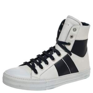 Amiri White/Black Leather Sunset High Top Sneakers Size 40 