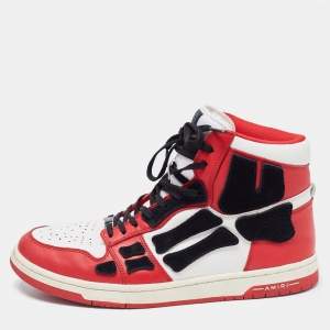 Amiri Red/White Leather Skel High Top Sneakers Size 44