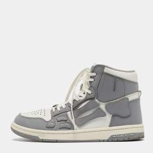 Amiri Grey/White Leather Skel High Top Sneakers Size 40