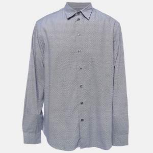 Armani Collezioni Blue Cotton Long Sleeve Button Front Shirt XL