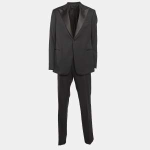 Armani Collezioni Black Wool Tailored Suit 4XL