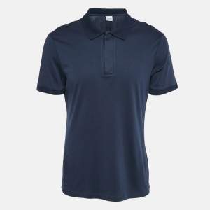 Pre Owned Armani Collezioni Navy Blue Cotton Polo T-Shirt XL