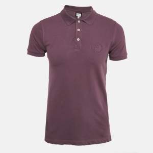 Armani Collezioni Purple Logo Embroidery Cotton Pique Polo T-Shirt L