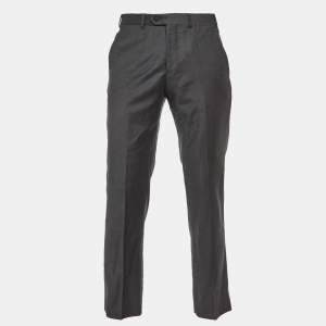 Pre Owned Armani Collezioni Charcoal Grey Wool Tailored Trousers M
