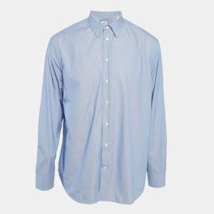 Armani Collezioni Blue Pinstripe Cotton Modern Fit Shirt XXL