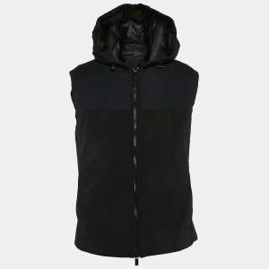 Armani Collezioni Black Synthetic Hooded Sleeveless Down Jacket L
