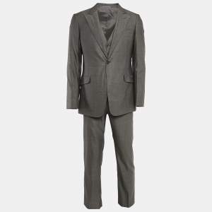 Armani Collezioni Grey Wool Blend Tailored 3pc Pants Suit M