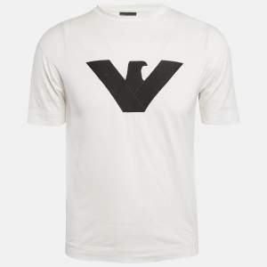 Armani Collezioni White Logo Embroidered Jersey T-Shirt XS