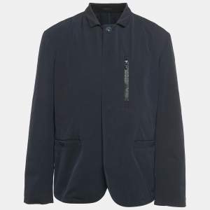 Pre Owned Armani Collezioni Navy Blue Nylon Zip-Up Jacket XL