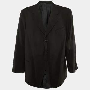 Pre Owned Armani Collezioni Black Wool Single Breasted Blazer 4XL 