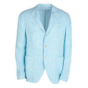 Pre Owned Armani Collezioni Blue Pinstriped Linen Blazer L