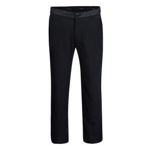Pre Owned Armani Collezioni Black Buckled Waist Detail Tailored Trousers L