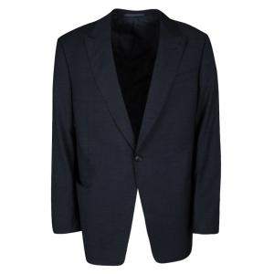 Pre Owned Armani Collezioni Navy Blue Wool Tailored Regualr Fit Blazer 3XL