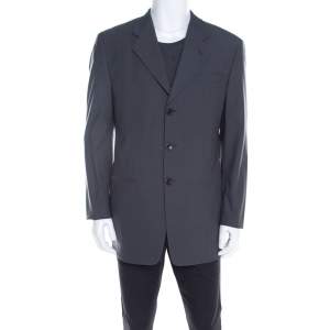 Pre Owned Armani Collezioni Grey Wool Tailored Blazer L