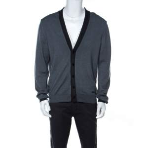 Armani Collezioni Grey Virgin Wool Cardigan XXL
