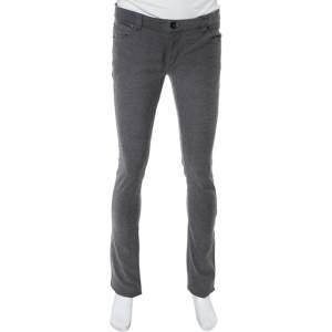 Pre Owned Armani Collezioni Grey Cotton Blend J06 Slim Fit Trousers M