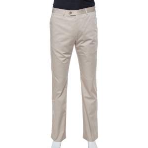 Armani Collezioni Beige Cotton Classic Fit Trousers L