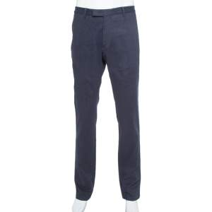 Armani Collezioni Navy Blue Cotton Tapered trousers 4XL