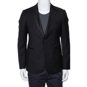Pre Owned Armani Collezioni Black Wool  M Line Drop 8 Tailored Blazer L