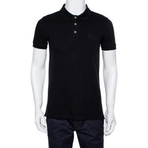Pre Owned Armani Collezioni Black Cotton Pique Logo Embroidered Polo T-Shirt L 
