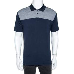 Pre Owned Armani Collezioni Navy Blue Jersey Contrast Patch Detail T-Shirt 