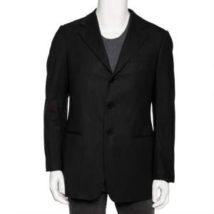 Armani Collezioni Charcoal Grey Wool Single Breasted Blazer L